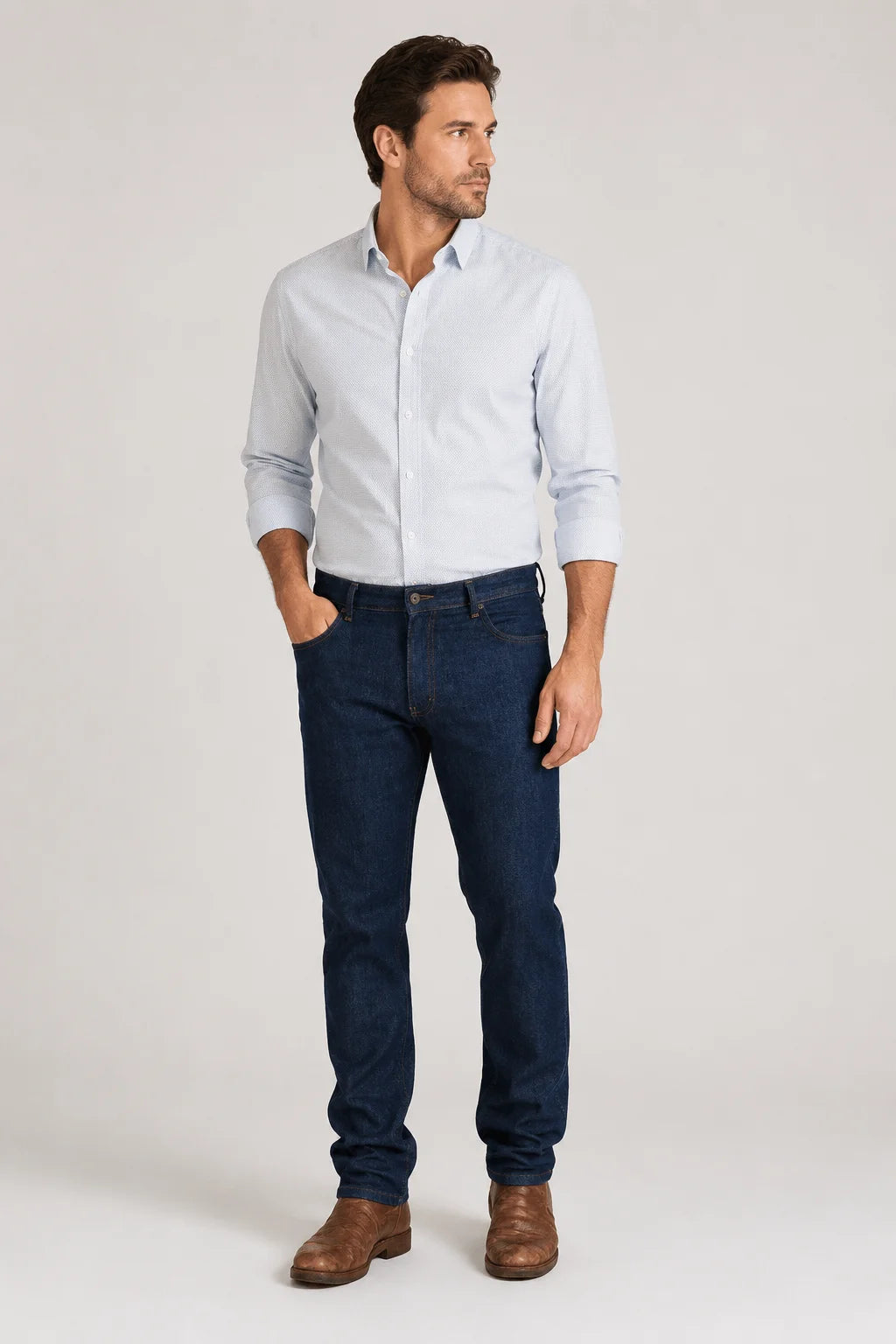 Calça Jeans Reta Azul Escuro