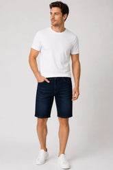 Bermuda Jeans Elastano Azul Escuro