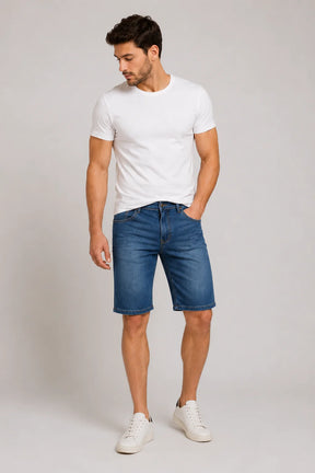 Bermuda Jeans Elastano Azul Escuro