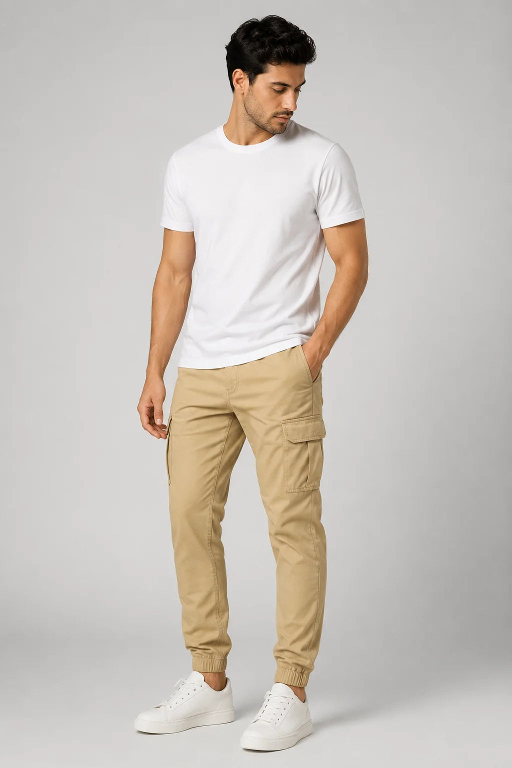 Calça Cargo Jogger Algodão com Punho