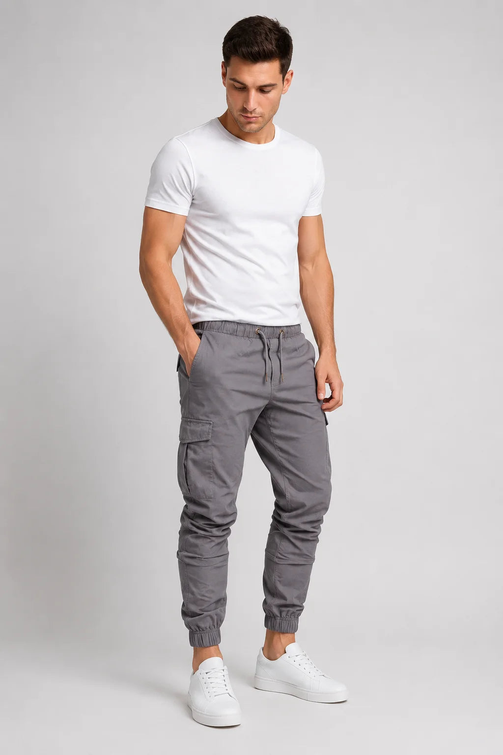 Calça Cargo Jogger Algodão com Punho