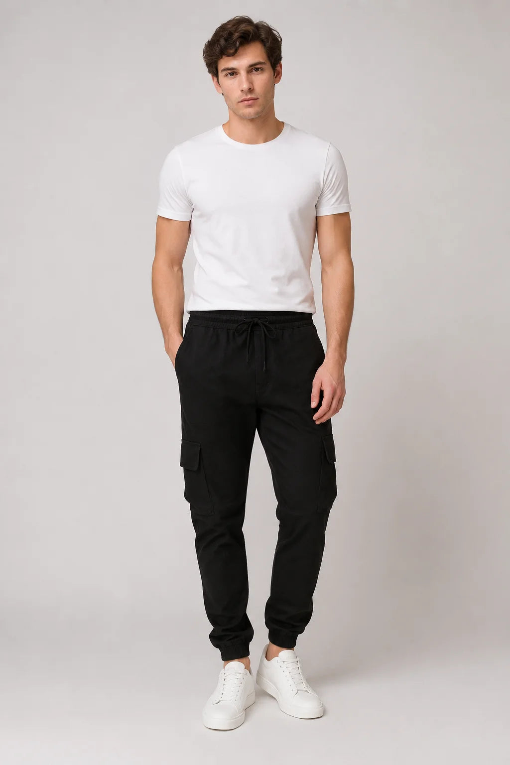 Calça Cargo Jogger Algodão com Punho