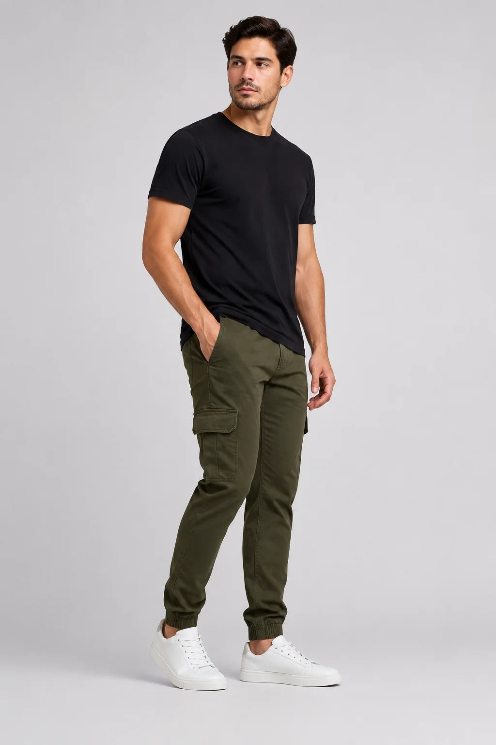 Calça Cargo Jogger Algodão com Punho