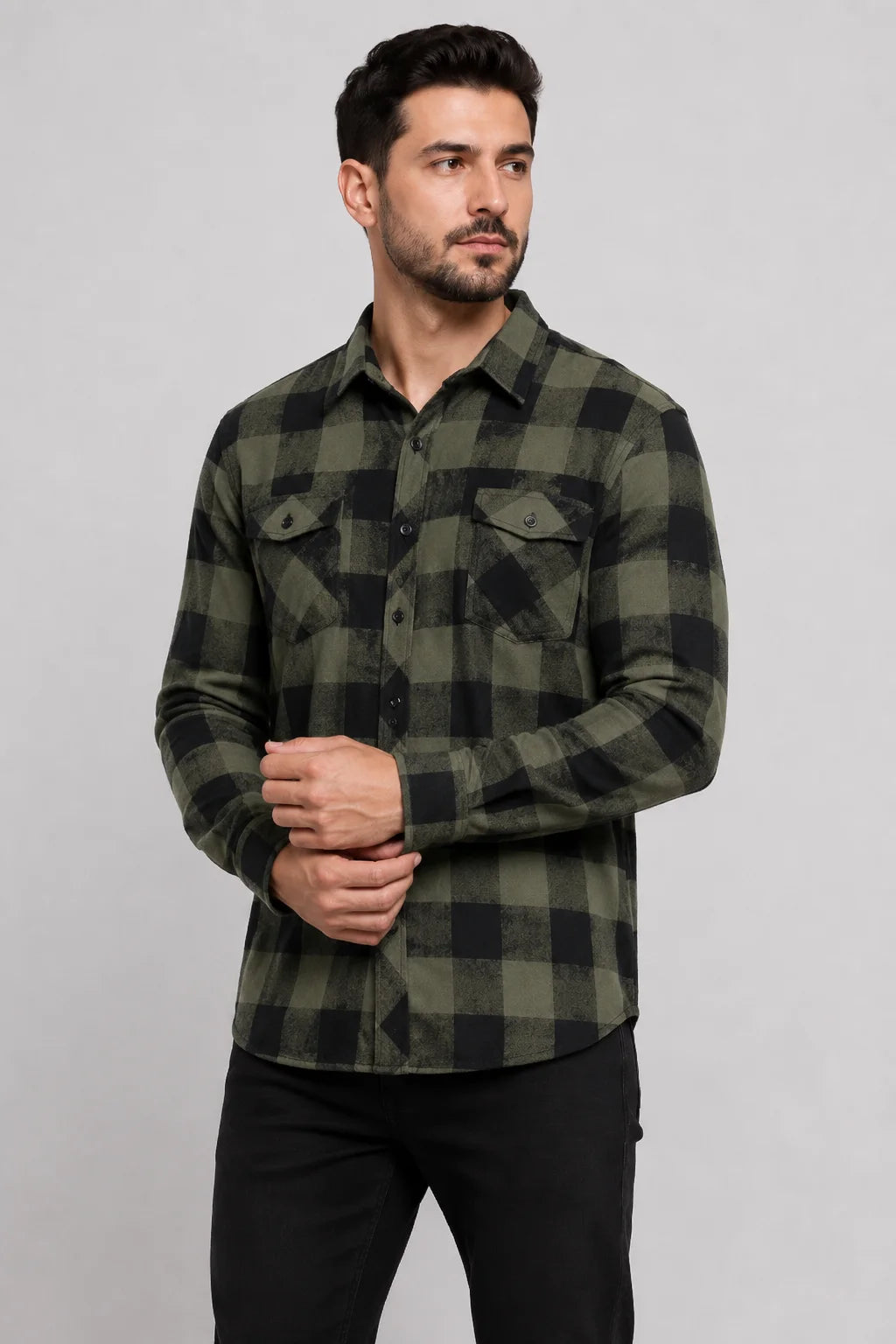 Camisa Flanela Xadrez Verde Petróleo
