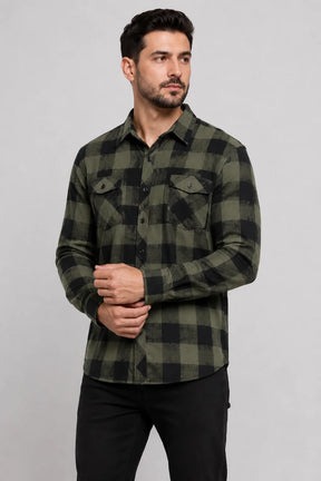 Camisa Flanela Xadrez Verde Petróleo