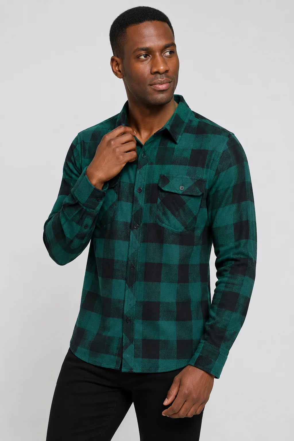 Camisa Flanela Xadrez Verde Petróleo