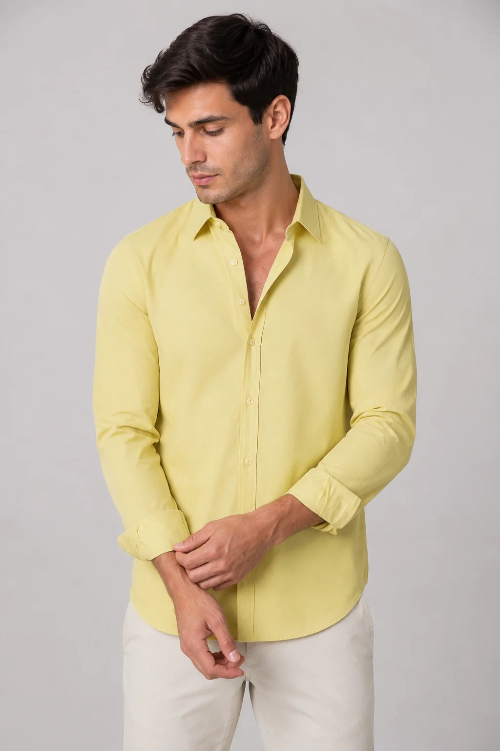 Camisa Social Slim Microfibra Colarinho Clássico