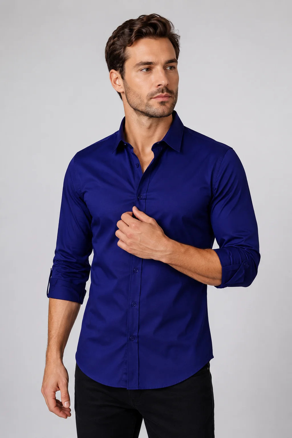 Camisa Social Slim Microfibra Colarinho Clássico