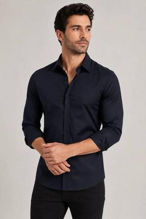 Camisa Social Slim Microfibra Colarinho Clássico