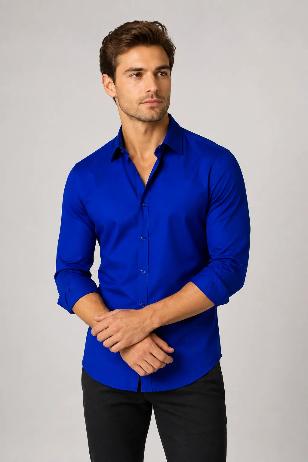Camisa Social Slim Microfibra Colarinho Clássico