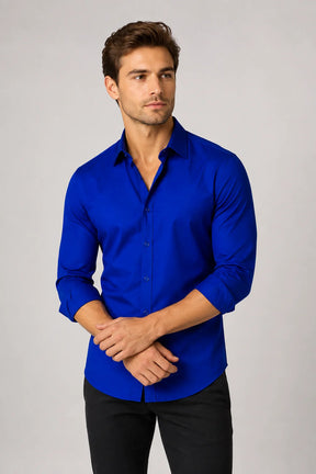 Camisa Social Slim Microfibra Colarinho Clássico