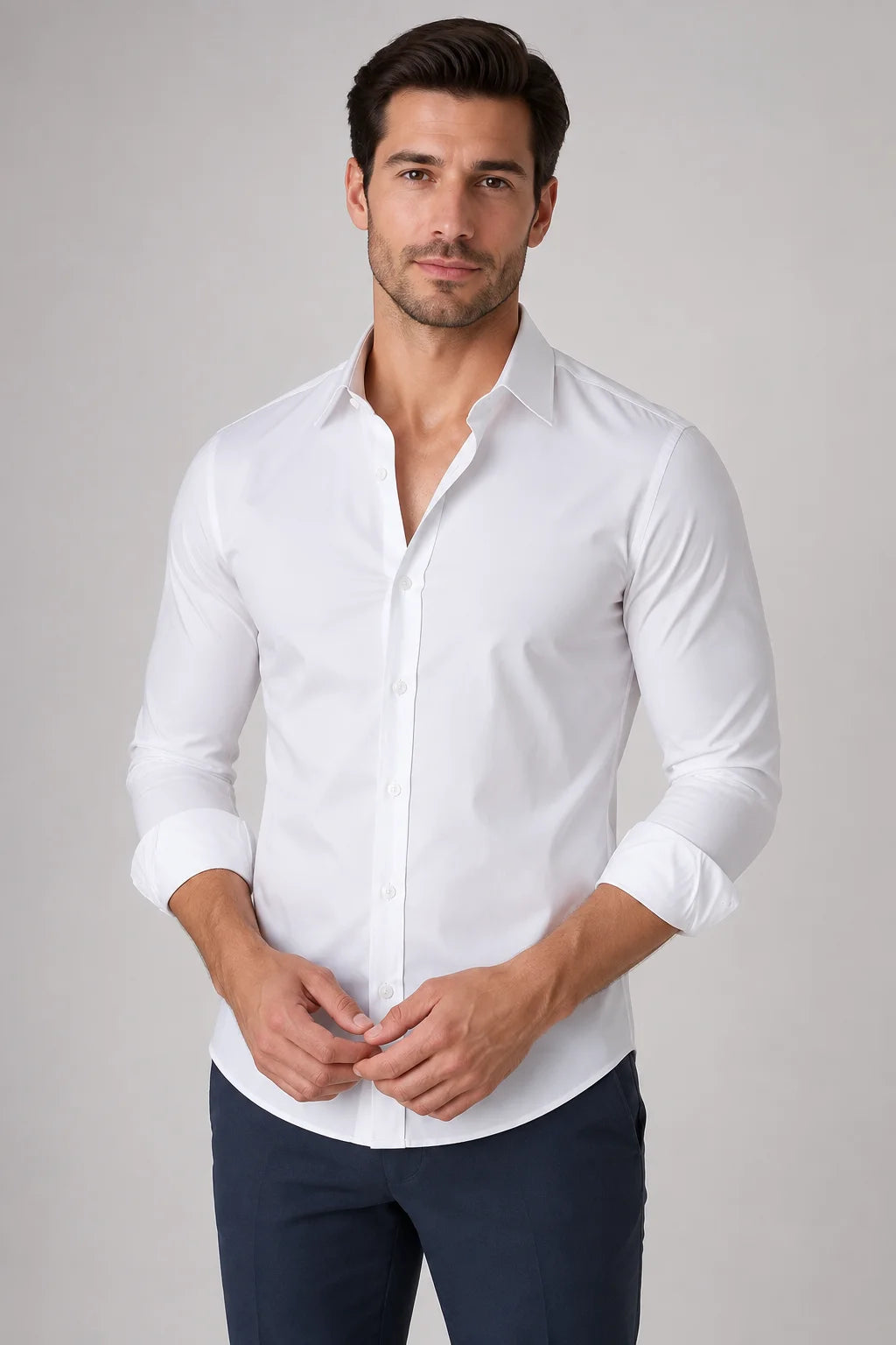 Camisa Social Slim Microfibra Colarinho Clássico