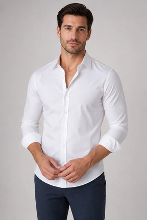 Camisa Social Slim Microfibra Colarinho Clássico