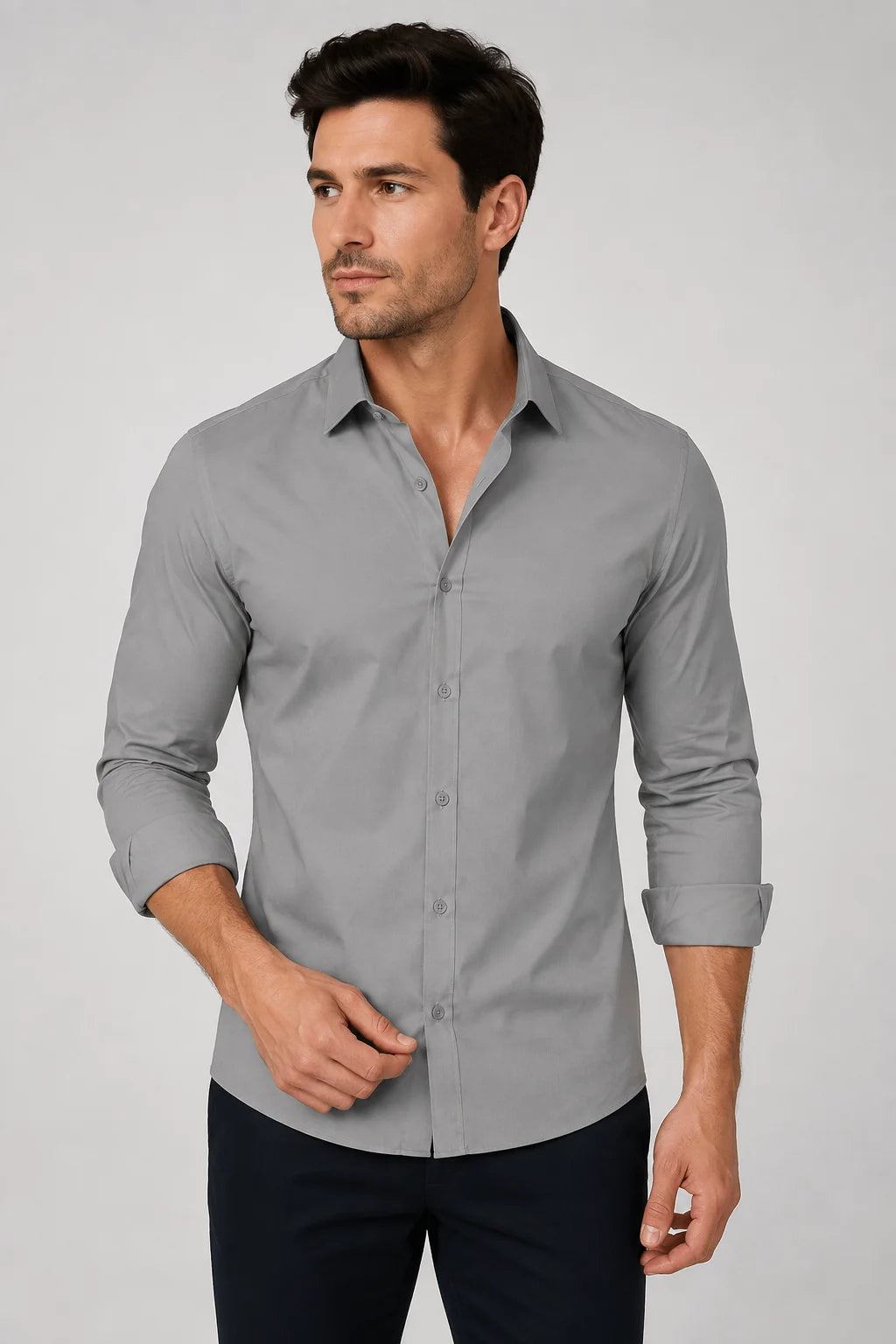 Camisa Social Slim Microfibra Colarinho Clássico
