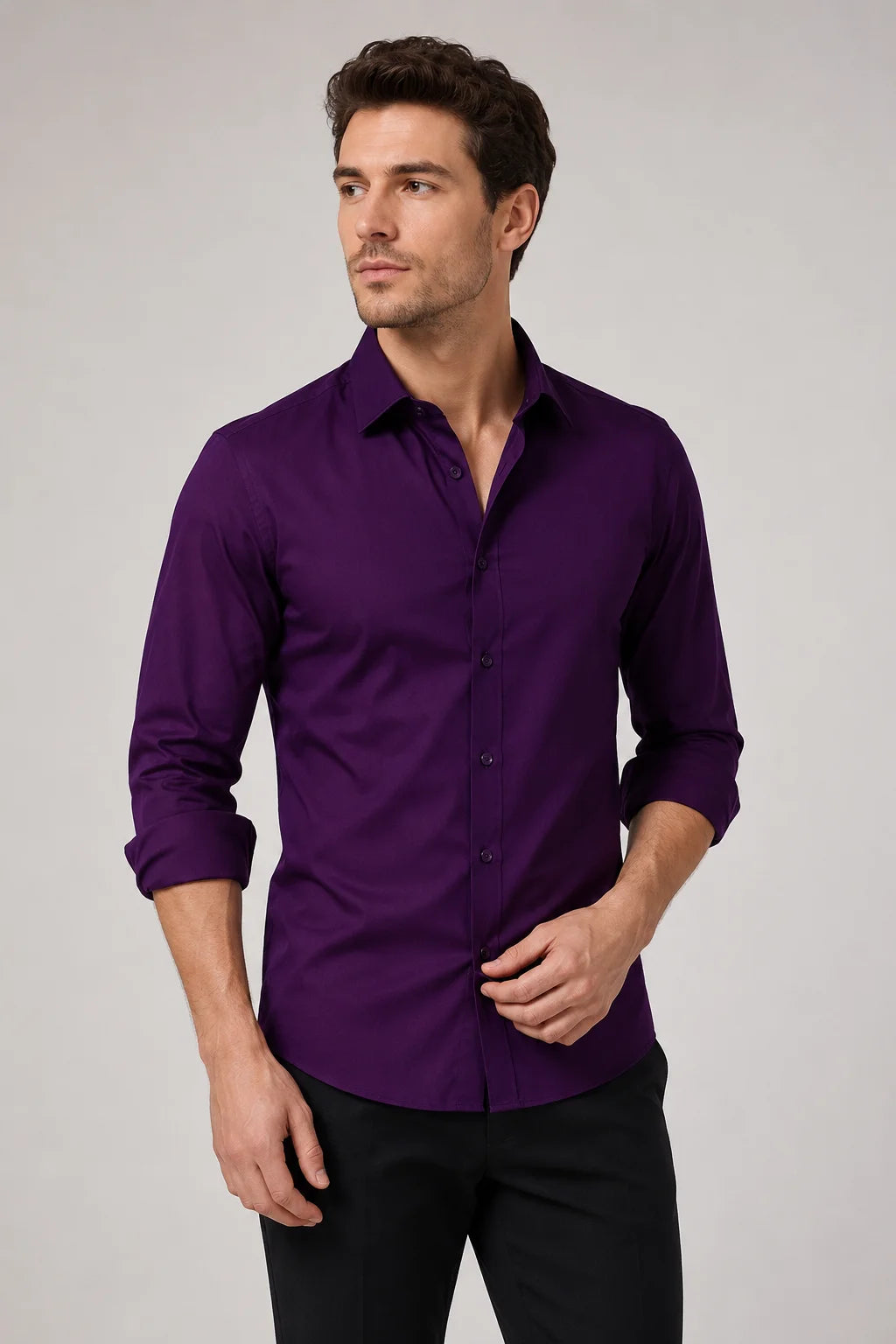Camisa Social Slim Microfibra Colarinho Clássico