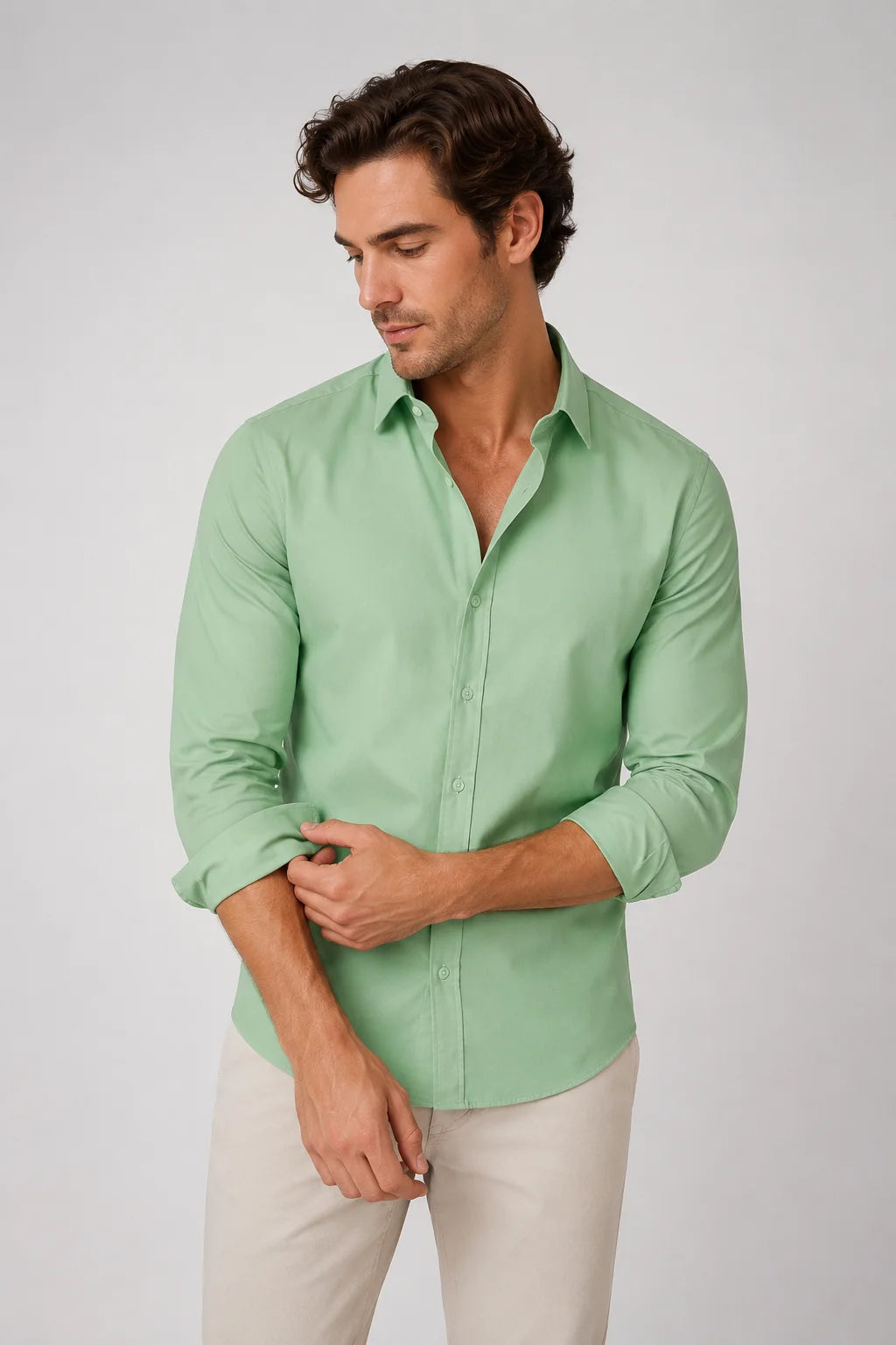 Camisa Social Slim Microfibra Colarinho Clássico