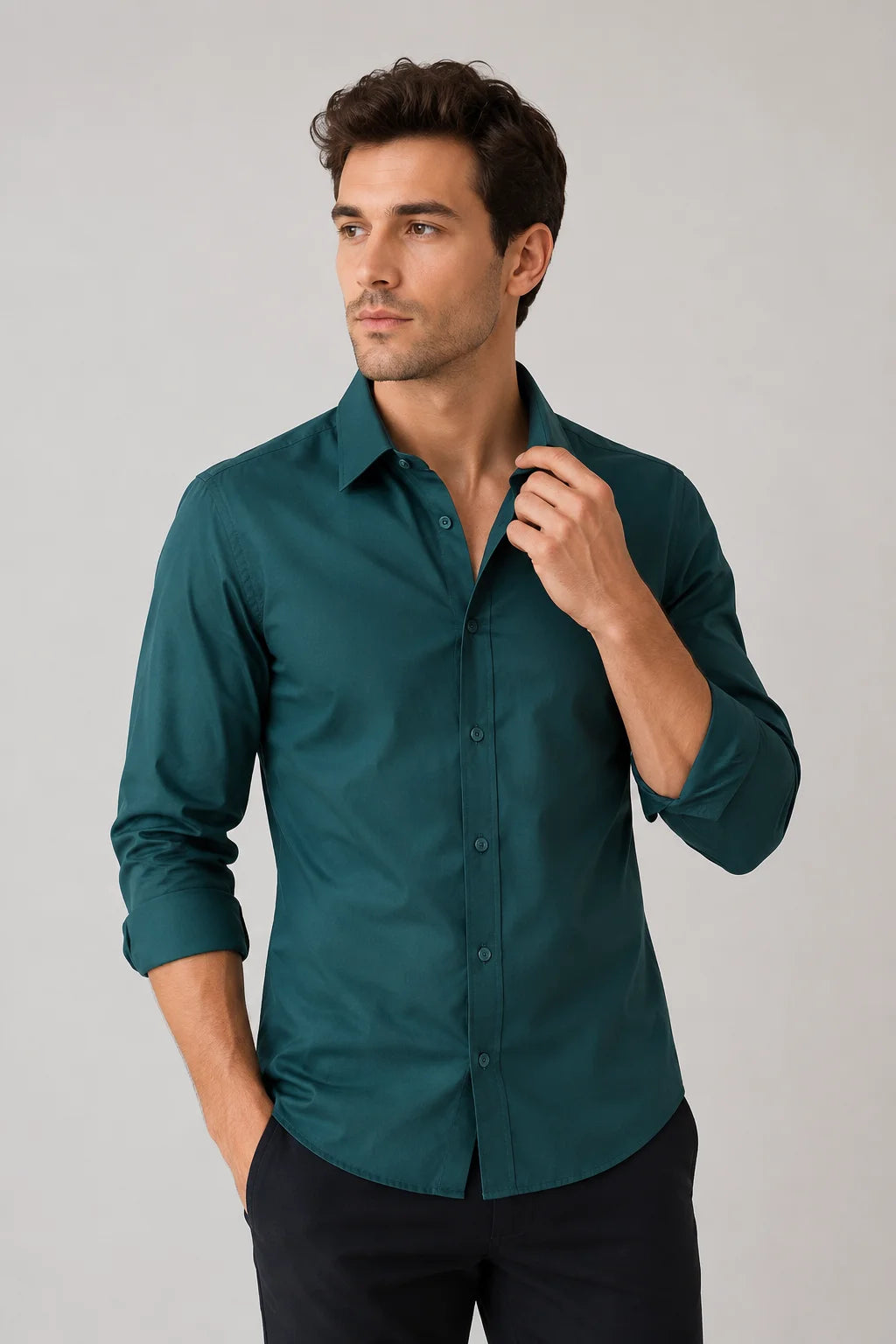 Camisa Social Slim Microfibra Colarinho Clássico
