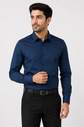 Camisa Social Tecido Leve Azul Marinho