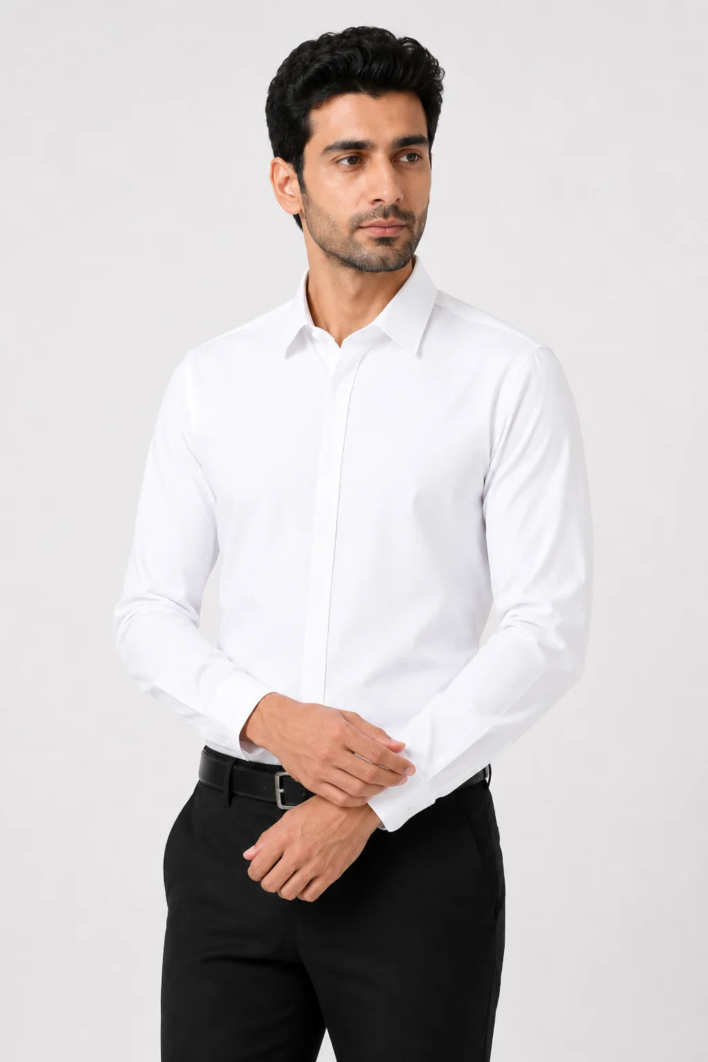 Camisa Social Tecido Leve Azul Claro