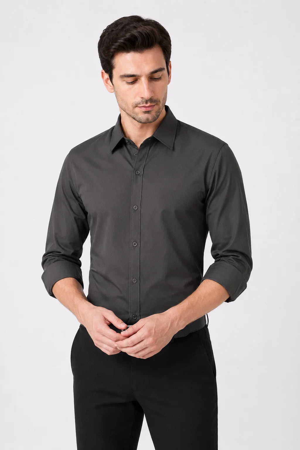 Camisa Social Tecido Leve Azul Marinho