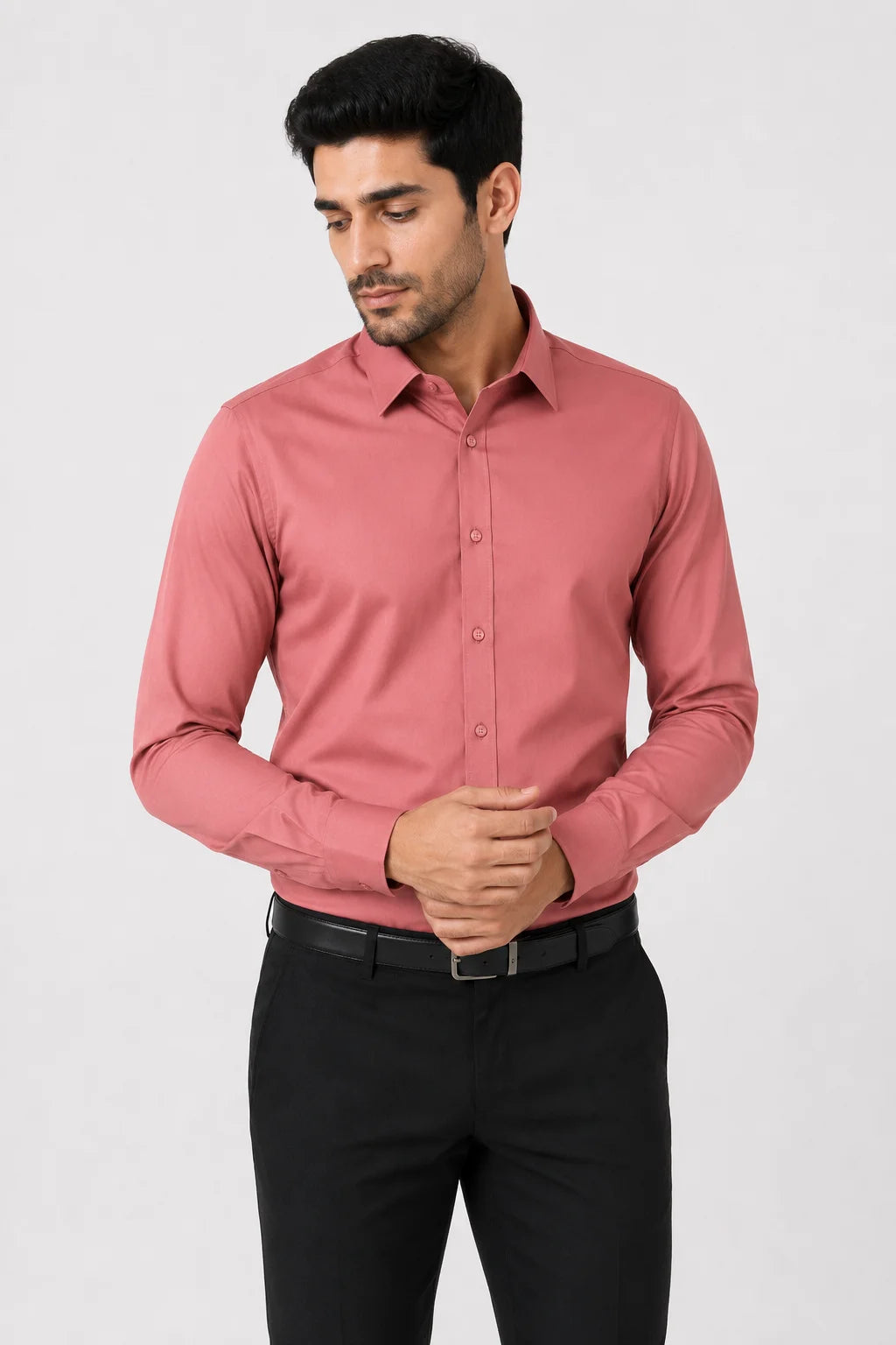 Camisa Social Tecido Leve Azul Claro