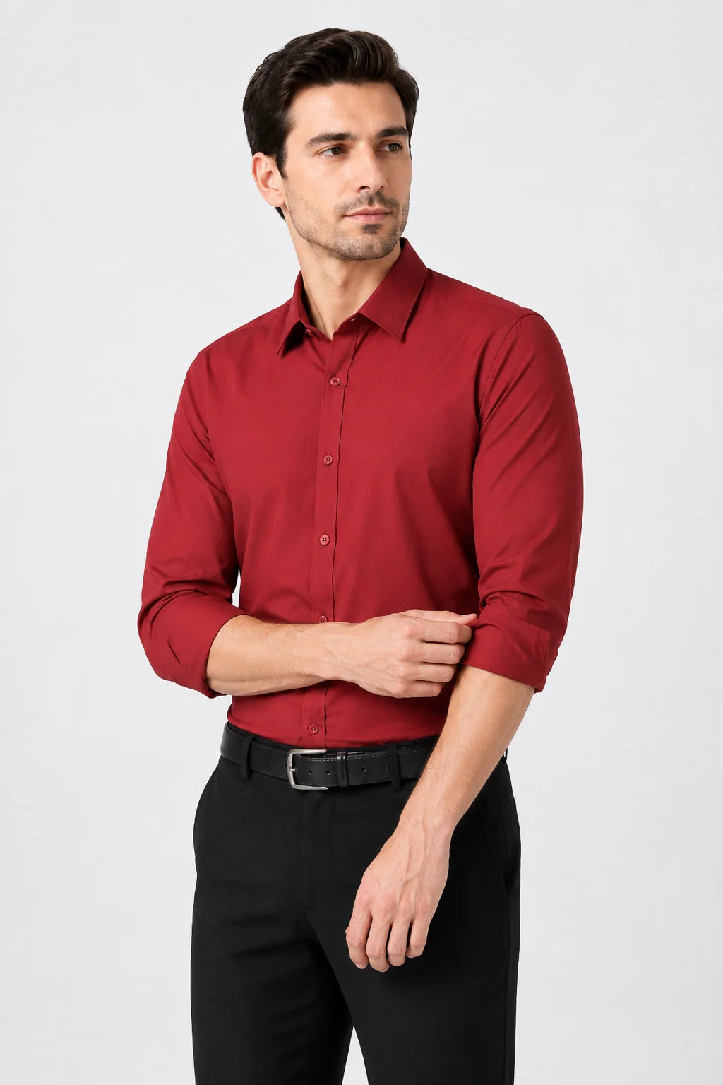 Camisa Social Tecido Leve Vermelho