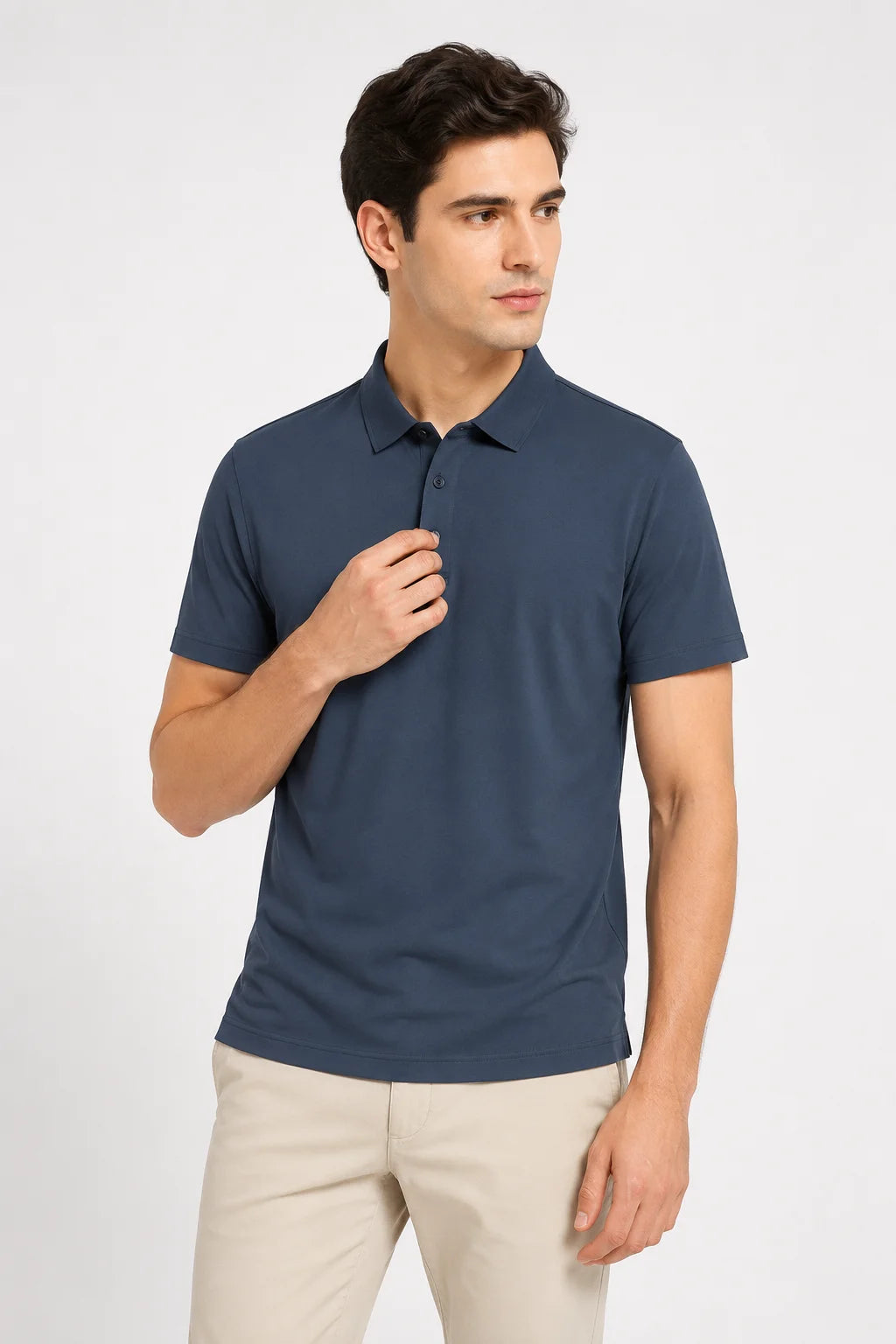 Camisa Polo Malha Gelada Azul Claro