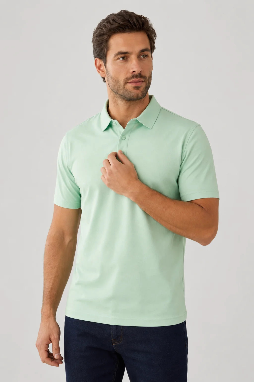 Camisa Polo Malha Gelada Azul Claro