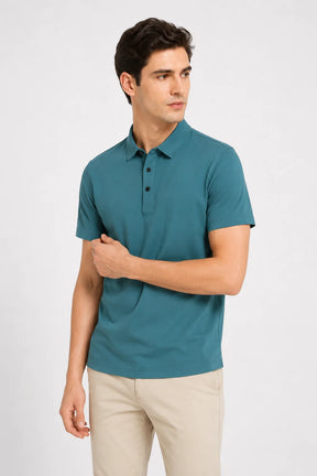 Camisa Polo Malha Gelada Azul Claro