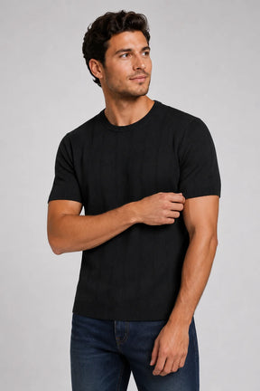 Camiseta Tricot Canelada Azul Marinho