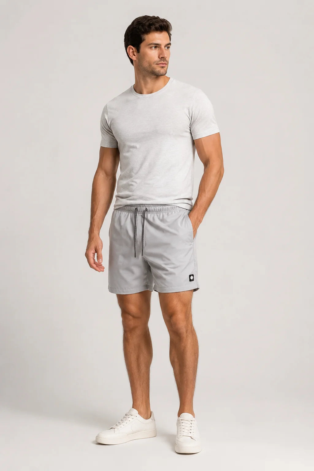 Short Tactel Cós Elástico Bege