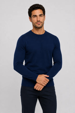 Suéter Tricot Gola Redonda Azul Marinho