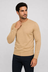 Suéter Tricot Gola Redonda Bege