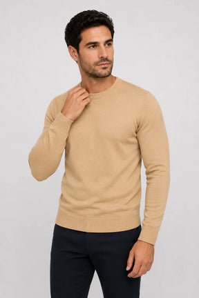Suéter Tricot Gola Redonda Bege