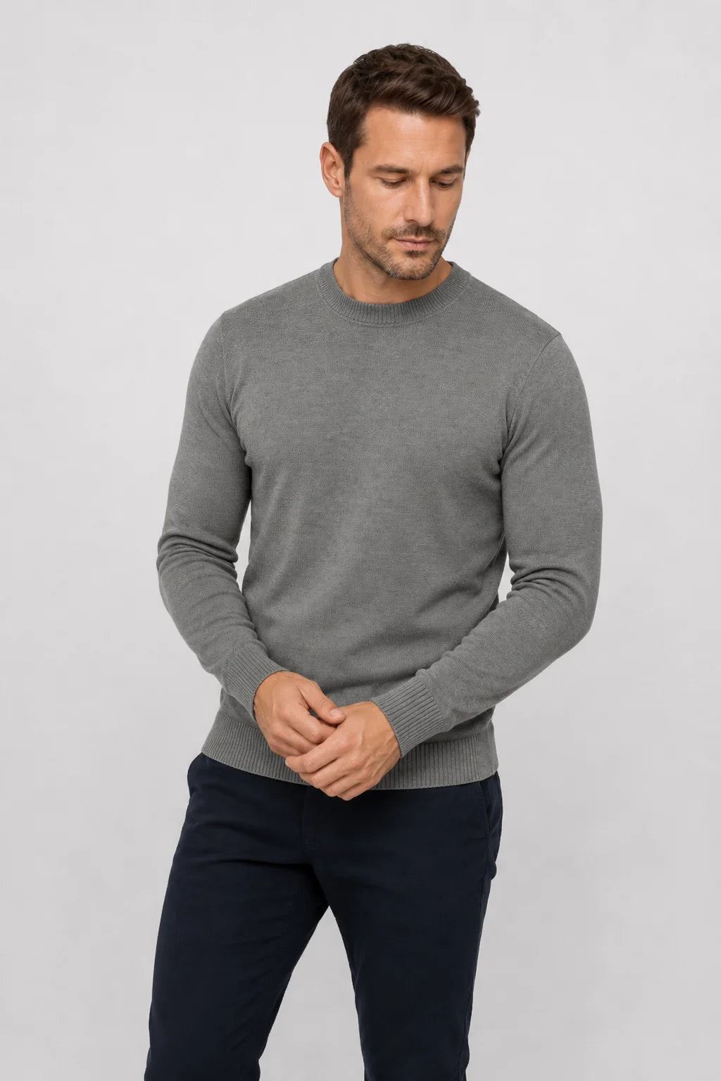 Suéter Tricot Gola Redonda Bege