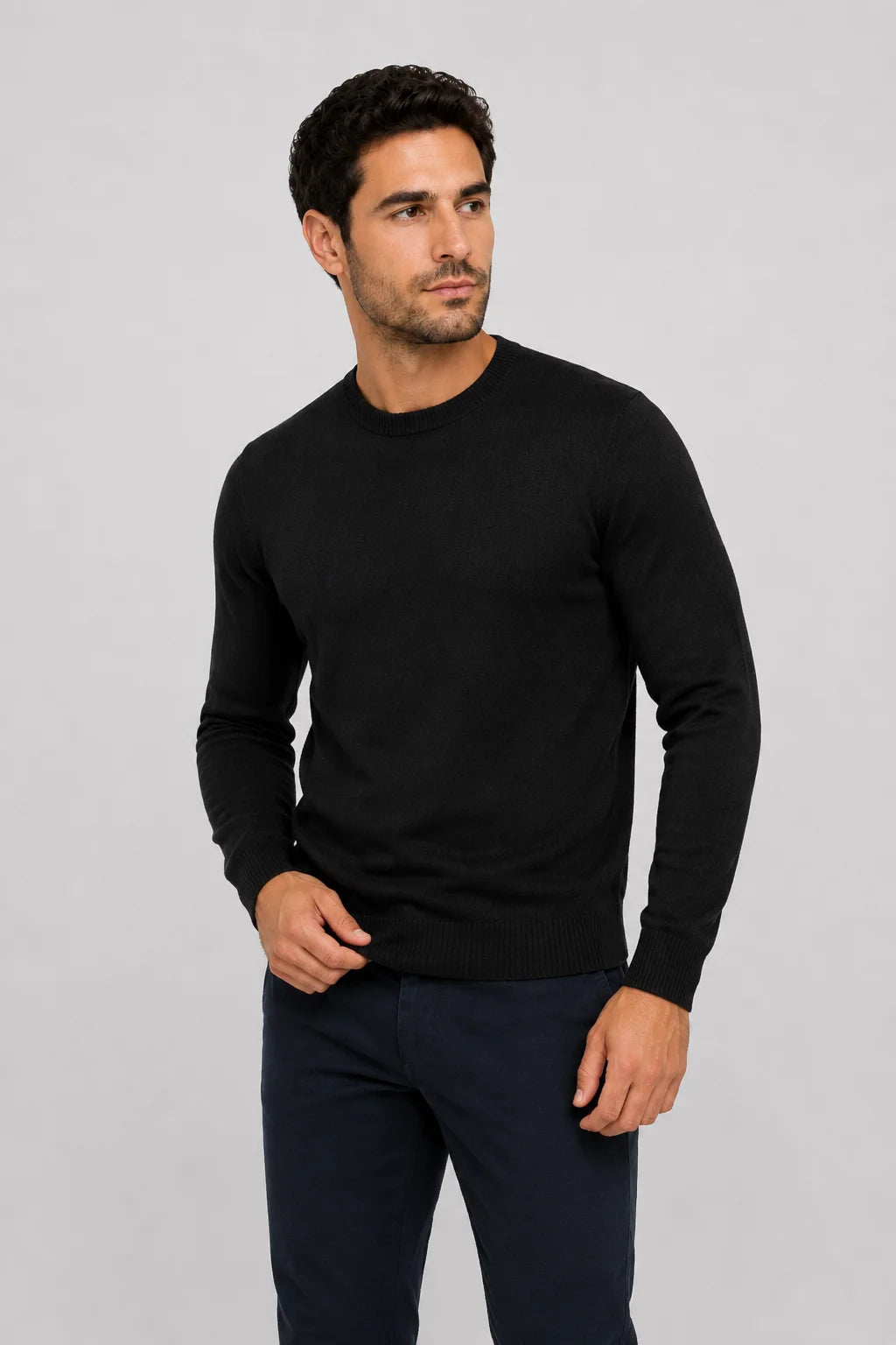 Suéter Tricot Gola Redonda Azul Marinho