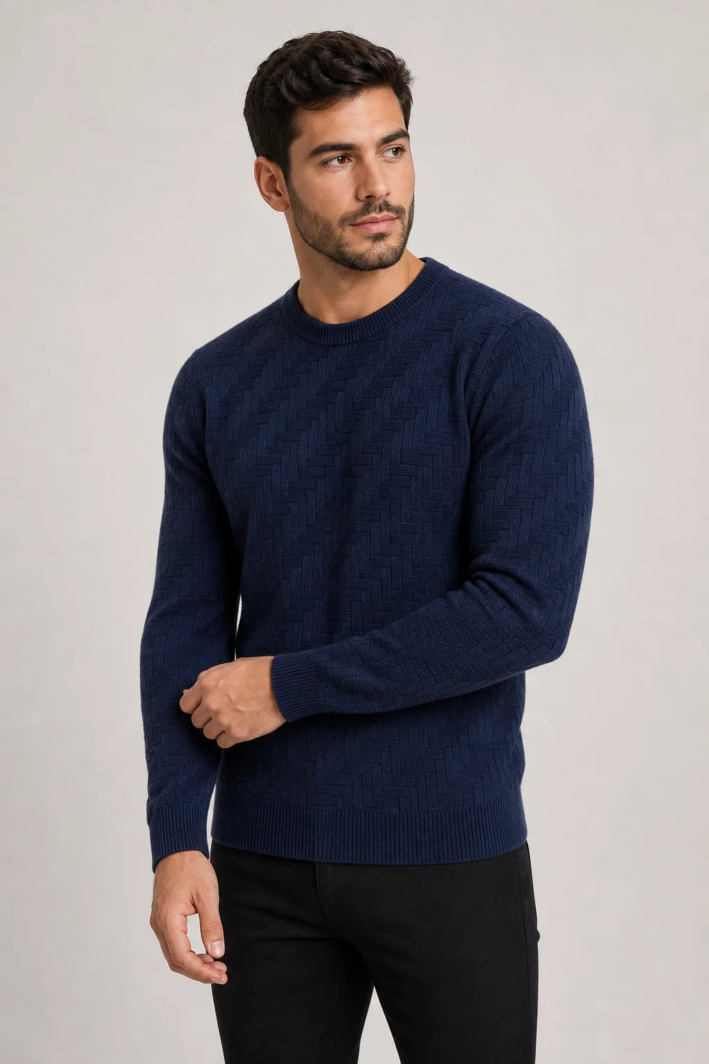 Suéter Tricot Texturizado Azul Marinho